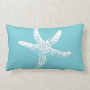 Rectangle Coussin bleu et blanc d'accent d'étoiles de mer