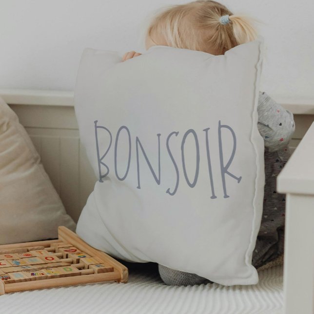 Rectangle Coussin Bonsoir Lumbar (Hand-Lettered Bonsoir Goodnight Pillow)
