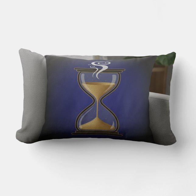 Rectangle Coussin "Brew Time" – Design Sablier et Café, Élég (Recto)