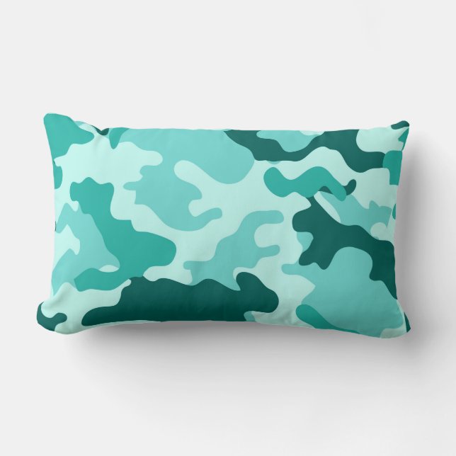 Rectangle Coussin Camo Lumbar vert turquoise (Recto)