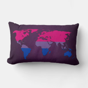 Rectangle Coussin carte du monde de la fierté bisexuelle