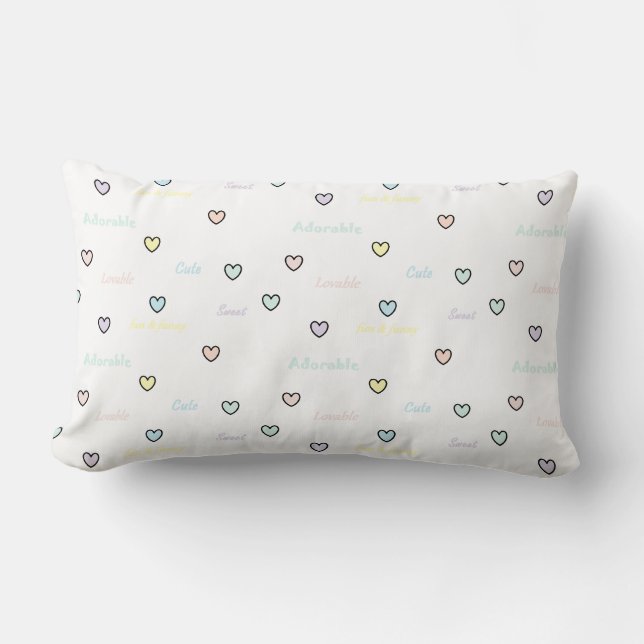Rectangle Coussin chambre bébé avec Coeurs Pastel minuscules (Recto)