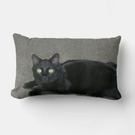 Rectangle coussin - Chat noir sur tapis