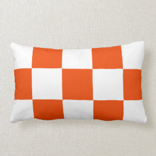 Rectangle Coussin Checkered orange de carrés blancs