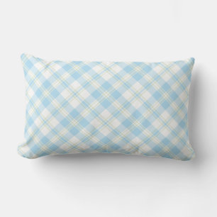 Rectangle Coussin chic Sky Blue et blanc Check Lumbar