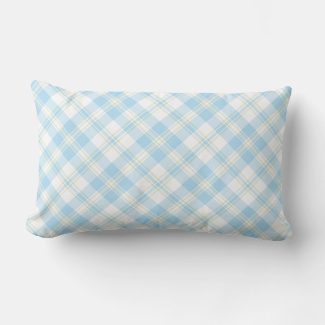 Rectangle Coussin chic Sky Blue et blanc Check Lumbar (Recto)