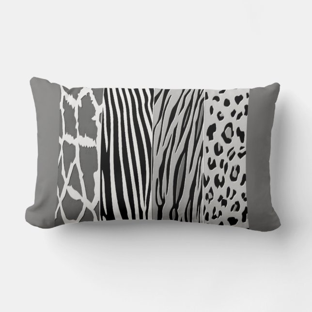 Rectangle Coussin cool Noir, Et Poster de animal Gris Emboss (Recto)