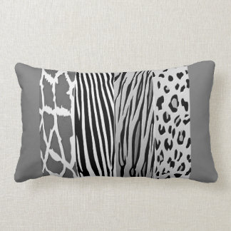 Rectangle Coussin cool Noir, Et Poster de animal Gris Emboss