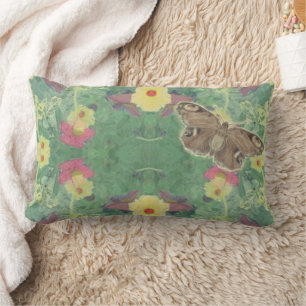 Rectangle Coussin d'accentuation du papillon floral vert