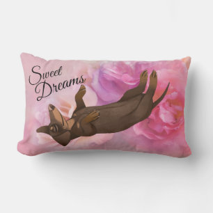 Rectangle Coussin Dachshund Rose Roses doux rêves