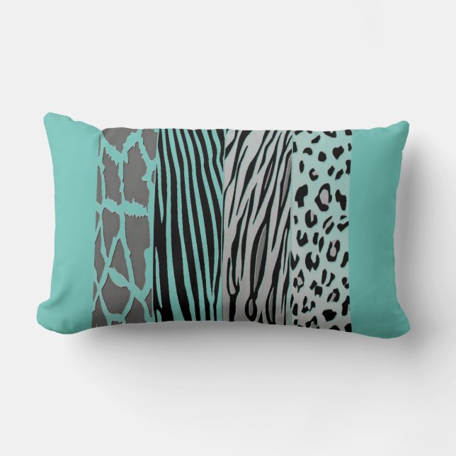 Rectangle Coussin de bande Zèbre imprimé à l'aide d'un bossa (Recto)