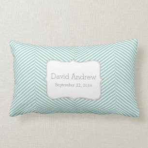 Rectangle Coussin de bébé - motif en arête de poisson bleu