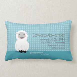 Rectangle Coussin de bébé personnalisé par bleu d'agneau de