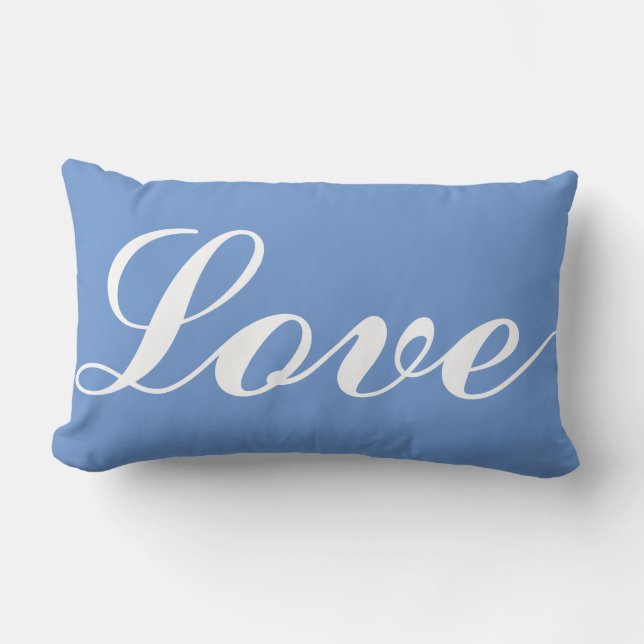 Rectangle Coussin de bois - Amour (Bleu de Cornflower) (Recto)