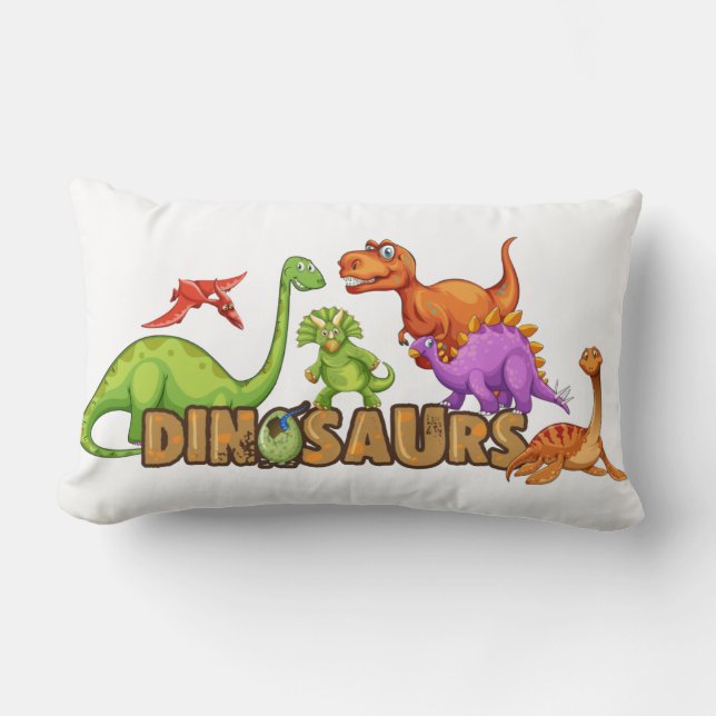 Rectangle Coussin de bois d'enfant - Dinosaure coloré (Recto)