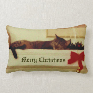 Rectangle Coussin de chat de Noël de sommeil