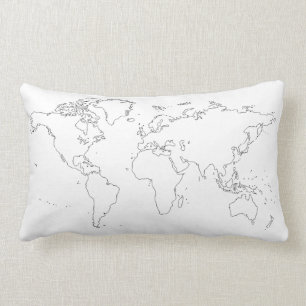 Rectangle Coussin de coton de carte du monde