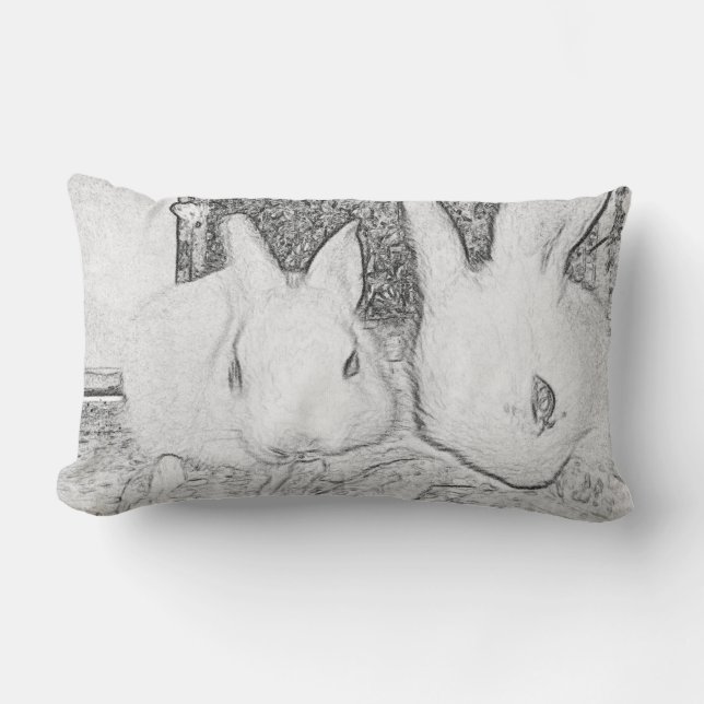 Rectangle Coussin de croquis de lapin (Recto)