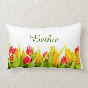 Rectangle Coussin de décor de tulipes