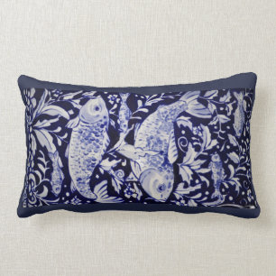 Rectangle Coussin de design en céramique Koi Pond bleu et bl