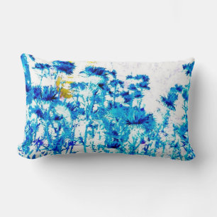 Rectangle Coussin de fleurs bleu jaune