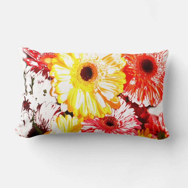 Rectangle Coussin de fleurs de gérbera et chrysanthème jaune (Recto)