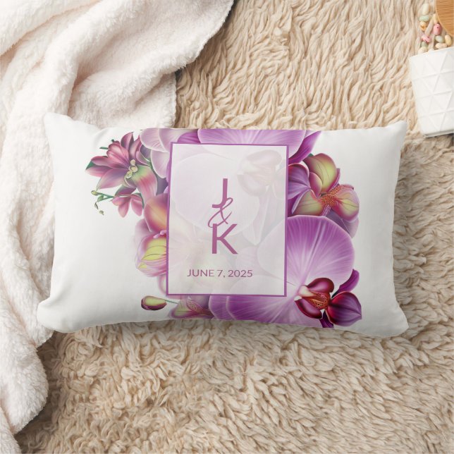 Rectangle Coussin de jet avec monogramme de couple (Couverture)