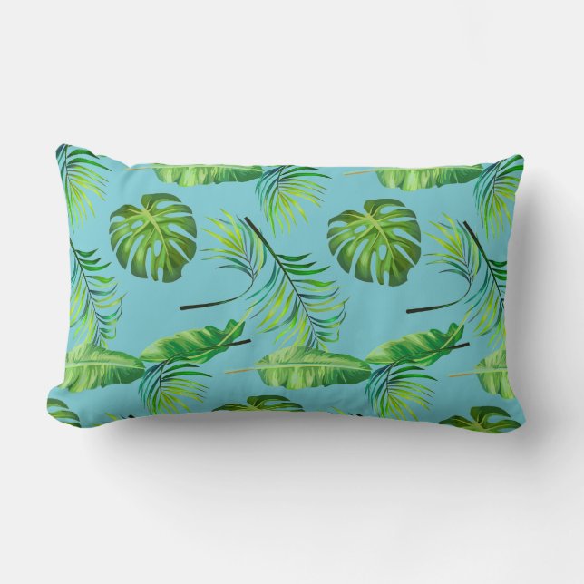 Rectangle Coussin de jet - Feuilles tropicales (Recto)