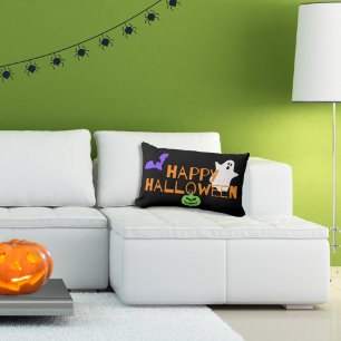 Rectangle Coussin de jetée Joyeux Halloween effrayant
