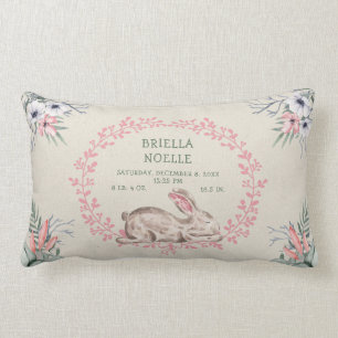 Rectangle coussin de la naissance de la petite fille Bunny