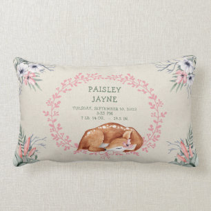 Rectangle coussin de la naissance de la petite fille endormi