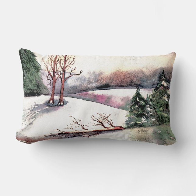 Rectangle Coussin de Lumbar, une scène d'hiver paisible (Recto)