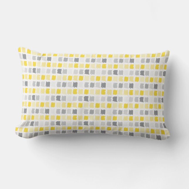 Rectangle Coussin de Motif de brosse Jaune et gris Lumbar (Recto)