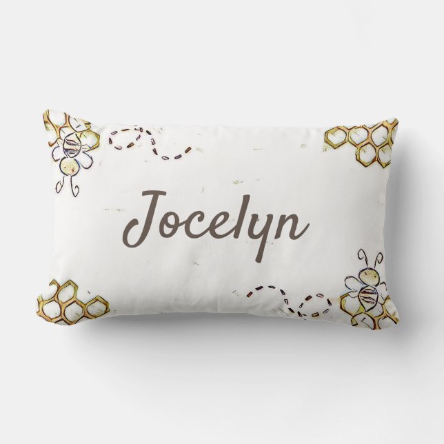 Rectangle coussin de nom d'abeille personnalisable (Recto)