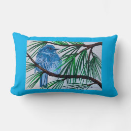 Rectangle Coussin de oiseaux bleus de montagne