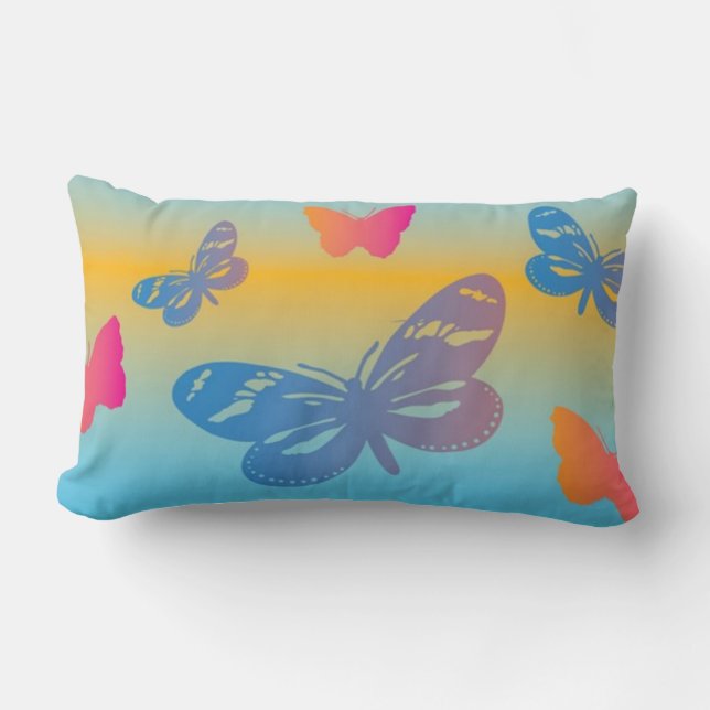 Rectangle Coussin de papillons colorés (Recto)
