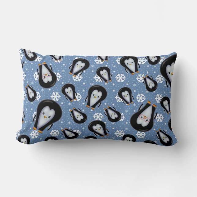 Rectangle Coussin de pingouins mignons (Recto)