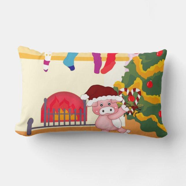 Rectangle Coussin de porc de Noël (Recto)