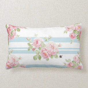 Rectangle Coussin de rayure d'aqua de roses d'été de jour 