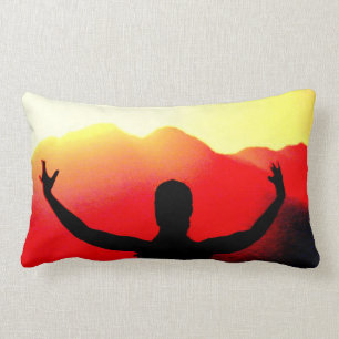 Rectangle coussin de salutation de lever de soleil