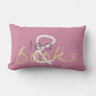 Rectangle Coussin de thé et de livres en or à deux tons