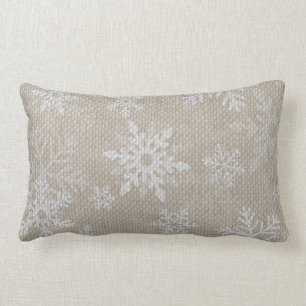 Rectangle Coussin de toile de jute de flocons de neige de