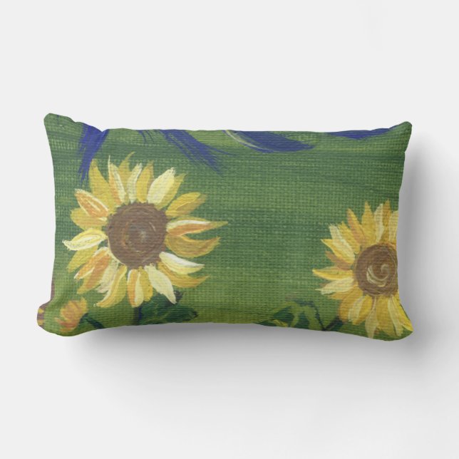 Rectangle coussin de tournesol peint (Recto)