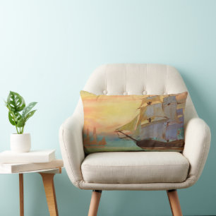 Rectangle Coussin de voiliers, illustration originale présen