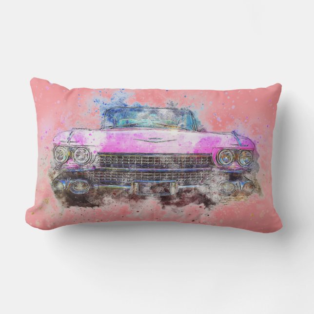 Rectangle Coussin de voiture rose aquarelle (Recto)