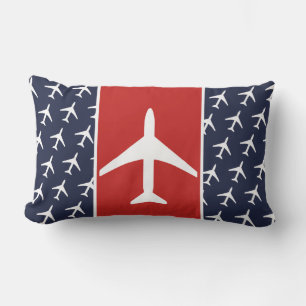 Rectangle Coussin de vol d'avion pilote d'avion funky blanc