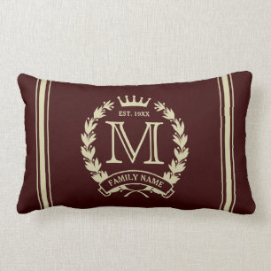 Rectangle Coussin décoré d'un monogramme initial fait sur