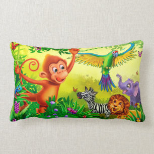 Rectangle Coussin des animaux de la jungle
