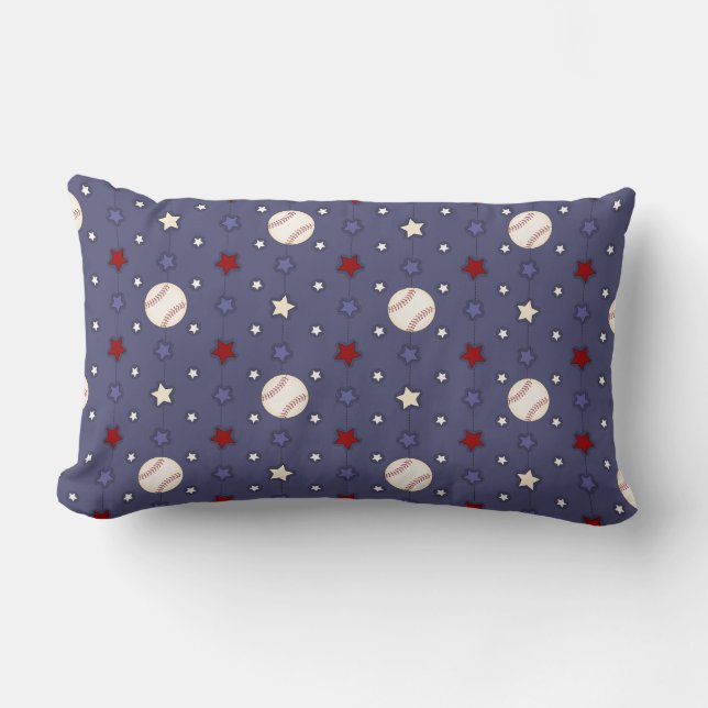 Rectangle Coussin des étoiles de baseball mignonnes (Recto)
