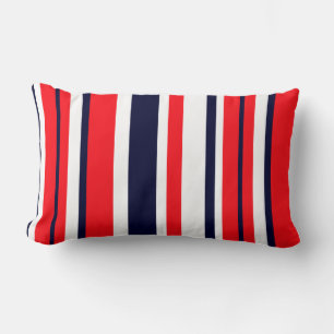 Rectangle Coussin d'oreiller bleu rouge blanc rayures